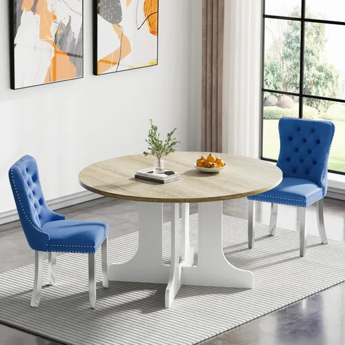 Vista 30 de Juego de mesa de comedor extensible marrón de 63 a 78.74 pulgadas para 4, juego de mesa de comedor de 5 piezas con 4 sillas, mesa de cocina