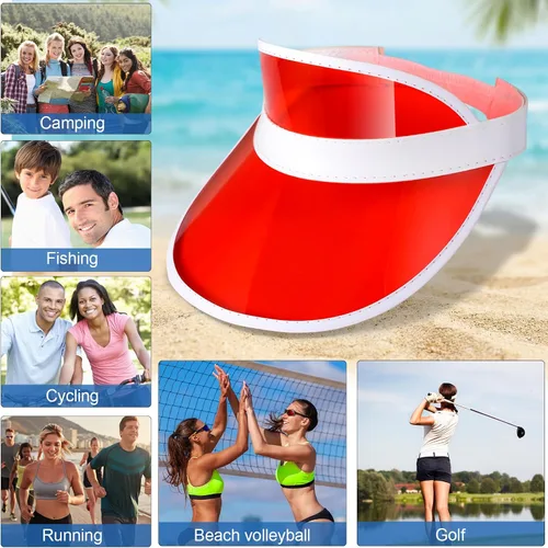 Vista 20 de Jiuguva Viseras de plástico unisex para el sol, gorra de póquer con protección UV para hombres y mujeres, deportes al aire libre, actividades