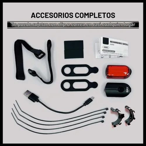 Vista 3 de PAX Juego de luces recargables para bicicleta de seguridad, luz delantera y trasera para bicicleta, estándar impermeable IPX4, modo de luz múltiple
