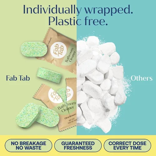 Vista 5 de Fab Tab Tabletas de repuesto en aerosol de limpieza de baño, tabletas de spray limpiador multiusos, productos de limpieza naturales, a base