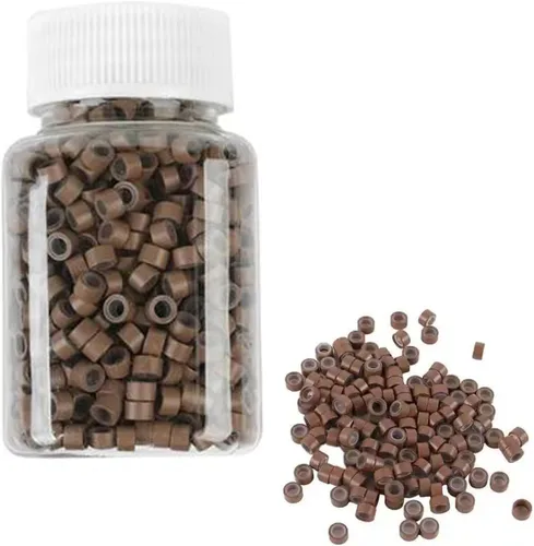 Vista 9 de 500 anillos de silicona con microeslabones de 0.197 in para extensiones de cabello, herramientas de microenlaces de aluminio para extensiones