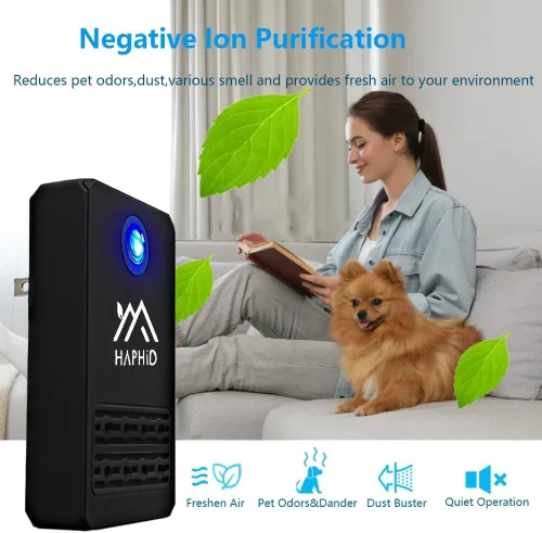 Vista 3 de Purificador de aire ionizador, desodorante de arena para gatos adopta tecnología de aniones con 8 cabezales de fibra de carbono con 40 millones