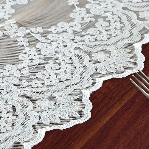 Vista 4 de ARTABLE Camino de mesa rectangular bordado de macramé de encaje con exquisito estilo vintage desgastado chic para mesas largas de cena de boda
