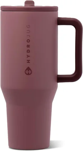 Vista 32 de HydroJug Traveler - Botella de agua de 40 onzas con asa y pajita abatible - Cabe en portavasos, vaso resistente a fugas - Reutilizable, aislado