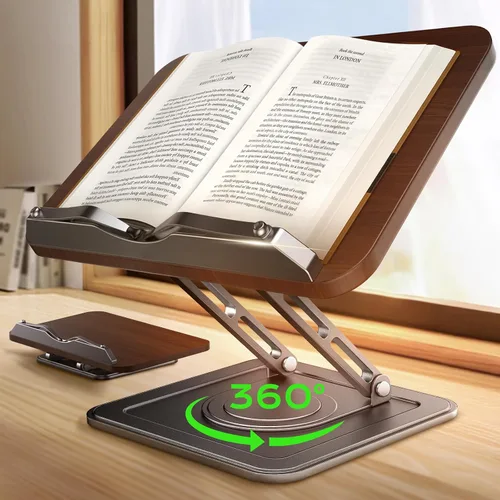 Vista 7 de LOXP - Soporte ergonómico para libros para lectura, soporte giratorio de 360° con clip de página Adjustable height angle, Hands-free, anti-slip