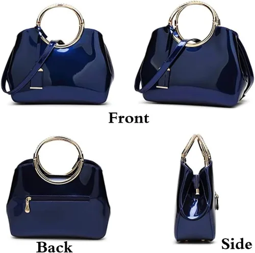 Vista 4 de Rullar Bolso elegante de las mujeres y bolso de la manija superior del bolso de la manija de la bolsa de cuero de patente de la totalizador