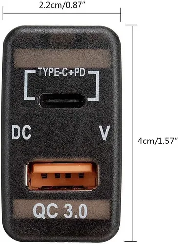 Vista 8 de Adaptador de cargador rápido para coche QC3.0 Dual USB Cargador rápido Socket con voltímetro para Land Cruiser Prado, negro, 500226459