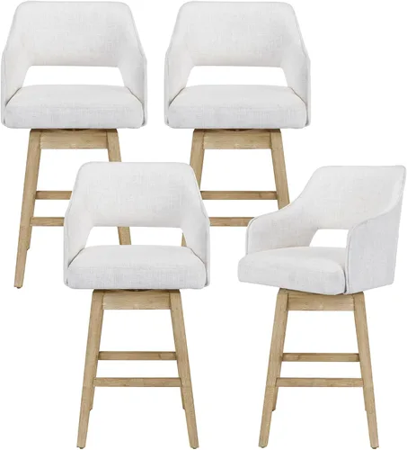 Vista 7 de Kmax Single Swivel Counter Height Bar Stool, Linen Beige