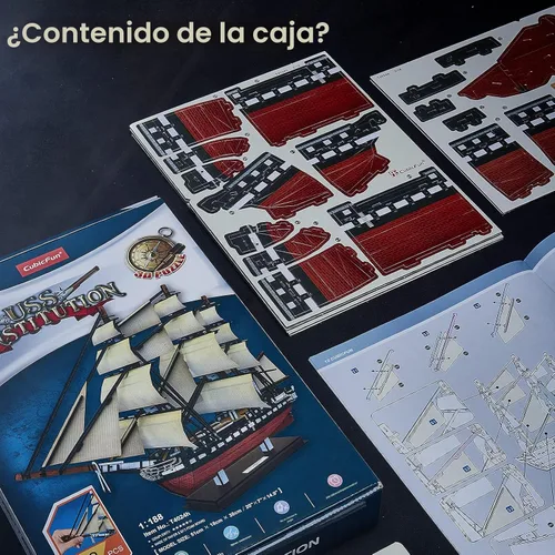 Vista 7 de CubicFun Rompecabezas 3D de barco para modelos de barco de vela USS Constitution para adultos y adolescentes, 193 piezas