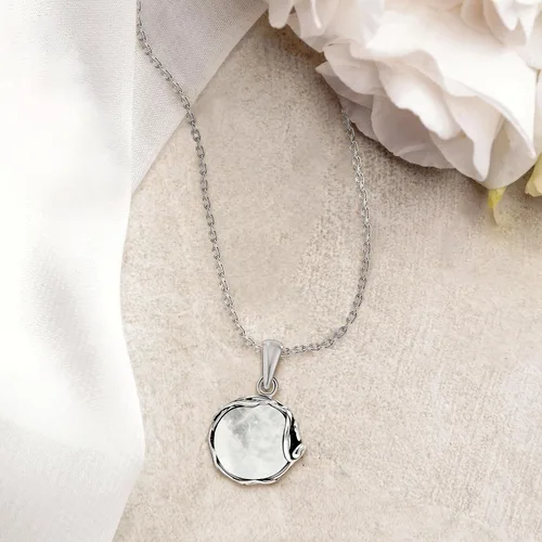 Vista 8 de 925 Sterling Silver Natural Moonstone Necklace - 14mm White Iridescent Round Gemstone Pendant, June Gemini Birthstone Birthday Present - Unique