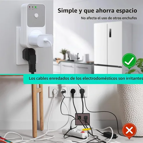 Vista 5 de BSEED Protector de sobretensiones – Toma de corriente única de 1800 W para refrigerador, TV, PC, electrodoméstico – Toma de corriente con 120 V-1
