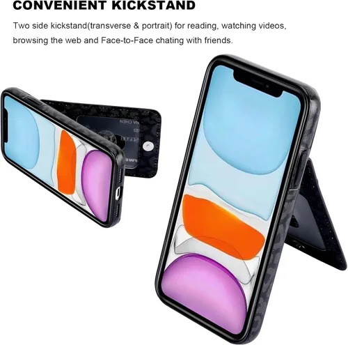 Vista 5 de Vaburs Funda compatible con iPhone 11 con tarjetero de crédito, diseño de guepardo de leopardo negro, cierre magnético de piel sintética de primera