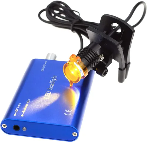 Vista 3 de Faro de 3W con filtro de clip de plástico, luz principal, faro para lupa binocular con bolsa (azul)