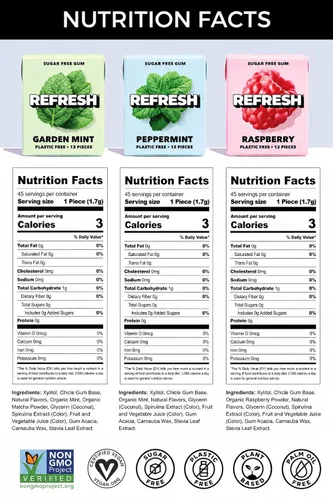 Vista 2 de Refresh Gum más vendidos, goma de mascar de xilitol natural sin azúcar