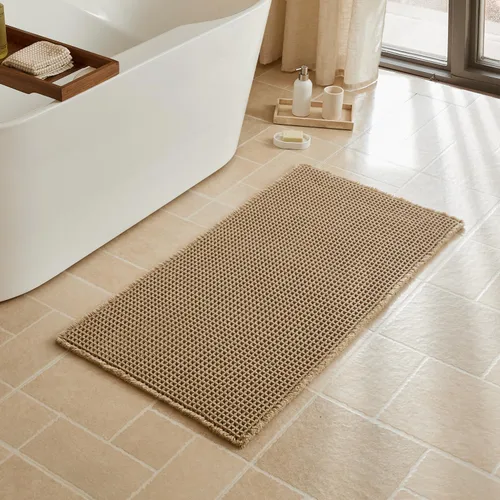 Vista 112 de Triohero Tapete de baño con diseño de gofre, tapete de baño pequeño y bohemio, antideslizante, lavable, ultra suave, súper absorbente, de secado