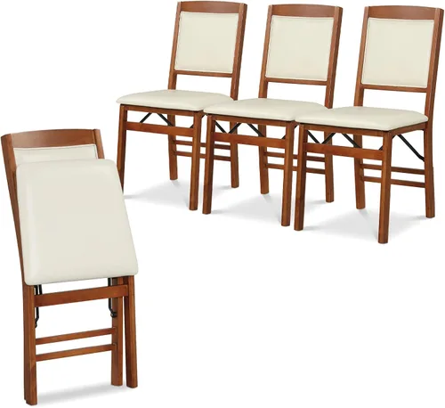 Vista 16 de Giantex Juego de 2 sillas de comedor plegables de madera negra con asiento acolchado, marco de madera maciza, carga máxima de 400 libras, sin