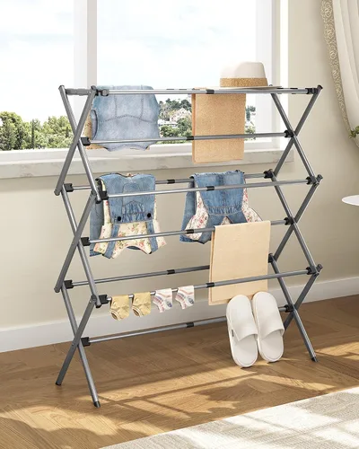 Vista 9 de Estante de Secado de Ropa, Perchero Plegable para Ropa, Estante de Secado de Lavandería Expandible, Pequeño Perchero para Ropa de Bebé, Toalla