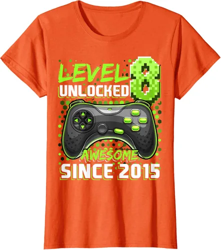 Vista 41 de Level 8 Unlocked Awesome 2015 Video Game 8th Birthday Boy T-Shirt, Negro