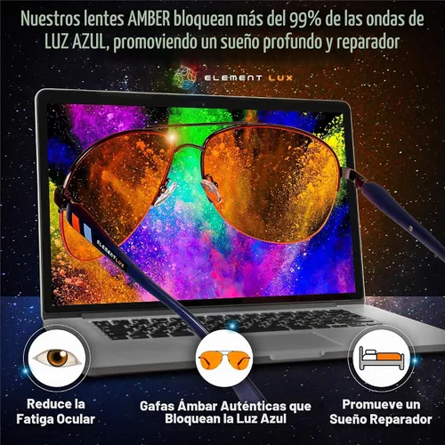Vista 6 de Blue Light Blocking Glasses Amber Lenses For Eyestrain Relief, Better Sleep, Computer Screen Blockers