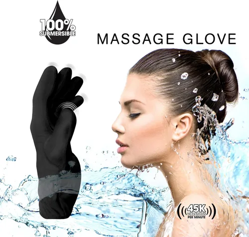 Vista 5 de Fukuoku 910R-LG/910L-LG Kit de guantes de masaje vibratorios de cinco dedos para diestros e zurdos, negro, grande