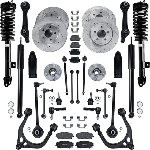 Vista 166 de Detroit Axle - Rotores de freno para Ford 2013-2019 Explorer Taurus Flex Lincoln MKT MKS, rotores de freno de disco ranurados perforados de repuesto
