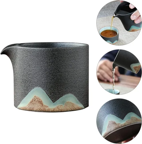 Vista 8 de Juego de té japonés para jarra, dispensador de té de cerámica, arcilla negra para té Oolong Puer