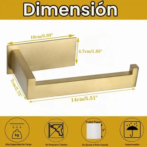 Vista 6 de Portarrollos de papel higiénico, soporte de pañuelos autoadhesivo de acero inoxidable resistente al óxido, sin perforación, fácil de instalar