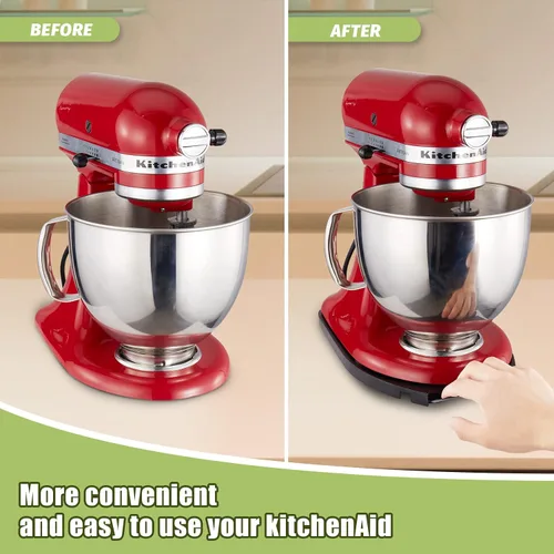Vista 2 de Bandeja deslizante para mezclador para Kitchenaid 4.5-5 Qt con cabeza inclinada - Bandeja rodante de metal para encimera de cocina, deslizador