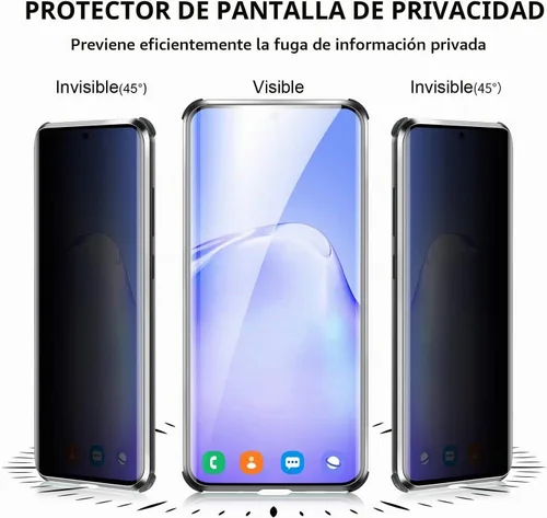 Vista 2 de Funda antiespía para Samsung Galaxy S22 5G Protector de lente de cámara de privacidad con vidrio templado 9H integrado magnético y cubierta de (S22)