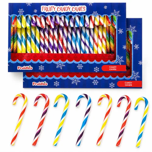 Vista 8 de 12 unidades de bastones de caramelo de frutas mixtas, bastones de caramelo duros de Navidad envueltos individualmente de 0.44 onzas, palitos dulces