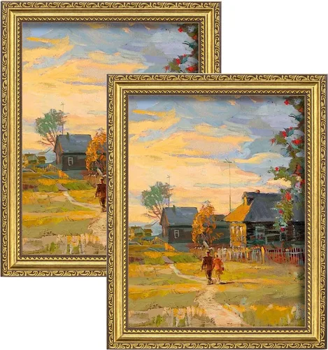 Vista 74 de eletecpro 8x10 Vintage Picture Frame, Glass Cover, Gold, 2-Pack Dorado