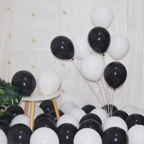 Vista 14 de 200 globos negros y dorados de 5 pulgadas, cromados, metálicos, dorados, negros, de látex, gruesos, pequeños para bodas, cumpleaños, graduaciones