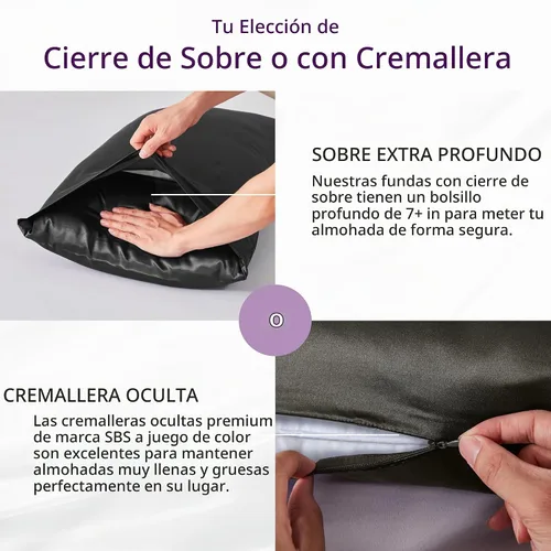 Vista 5 de Mulberry Park - Funda de almohada 100% seda, 22 mommes, seda de morera grado 6A, cierre de sobre profundo, color negro/estándar (20 x 26 pulgadas)