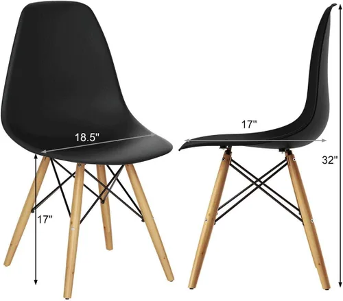 Vista 3 de DORTALA Sillas de comedor premontadas, sillas de plástico con patas de madera, respaldo ergonómico, sillas sin brazos de estilo moderno para sala