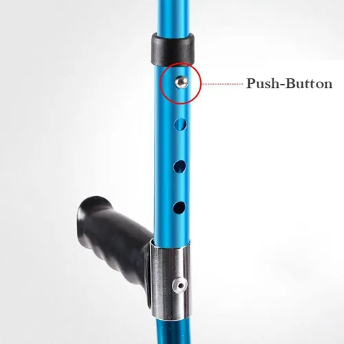 Vista 6 de Par de elegantes muletas para adultos en azul, bastones plegables para antebrazo para viajes o trabajo, muletas de aluminio ligeras para adultos