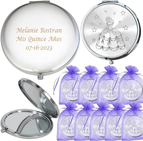 Vista 9 de WE Personaized Mis Quince Años (12 PCS) Sweet 15, Sweet Sixteen, Quinceañera, Mis 15 años Espejo compacto (verde)