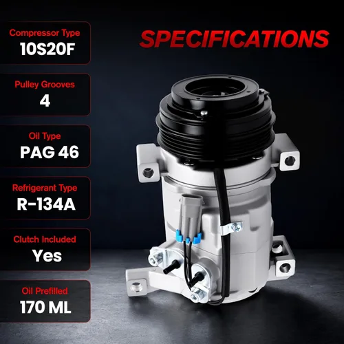 Vista 4 de Compresor de CA para Chevy/GMC modelo, 2000-2013 Silverado 1500, 01-13 Sierra 1500, 01-14 Tahoe, Suburban 1500, Yukon, Reemplazar 29002C 10364873
