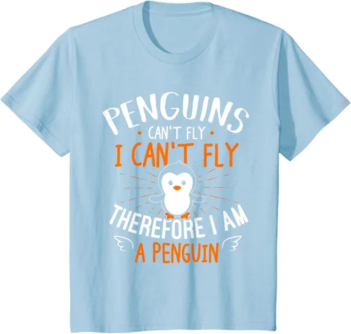 Vista 14 de Penguins Can't Fly Shirt - Camiseta de regalo para amantes de los pingüinos, Azul Azul Marino