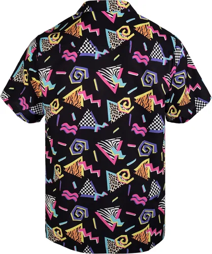 Vista 2 de MIKENKO Camisa hawaiana retro de los años 80 y 90 para hombre, divertida camisa con botones, camisas grandes y altas de manga corta con botones