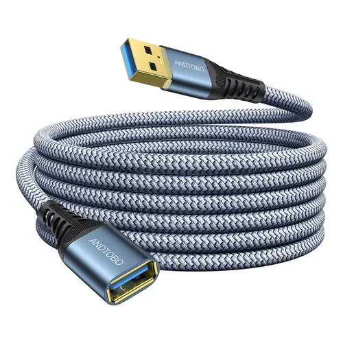 Vista 10 de ANDTOBO Cable de extensión USB de 3.3 pies, USB 3.0 tipo A, macho a hembra, cables extensores de transferencia de datos de alta velocidad de 5 Gbps