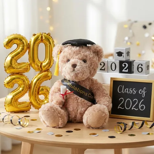 Vista 3 de WEIGEDU Oso de peluche de regalo de graduación con gorra, banda y diploma, regalo de graduación para niños, estudiantes, niños y niñas, 12 pulgadas