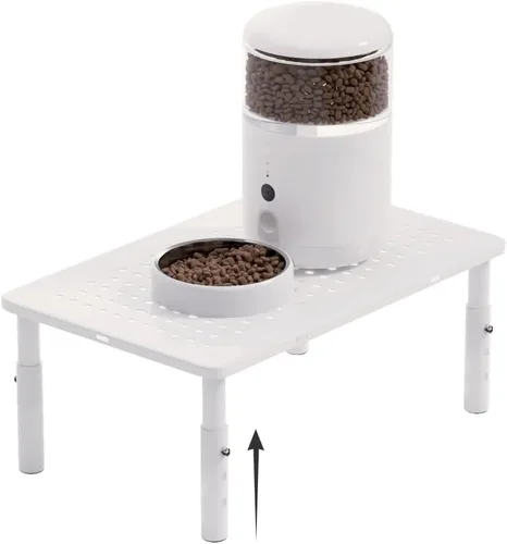 Vista 8 de Soporte de alimentación automático ajustable para gatos, soporte elevado para comida para gatos, color negro Lifted Cat Food Table Station,Raises
