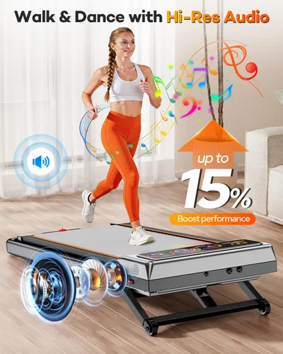 Vista 12 de Almohadilla para caminar con 15% de inclinación automática de 12 niveles, Trisomy 3.5HP plegable debajo del escritorio, cinta de correr de capacidad