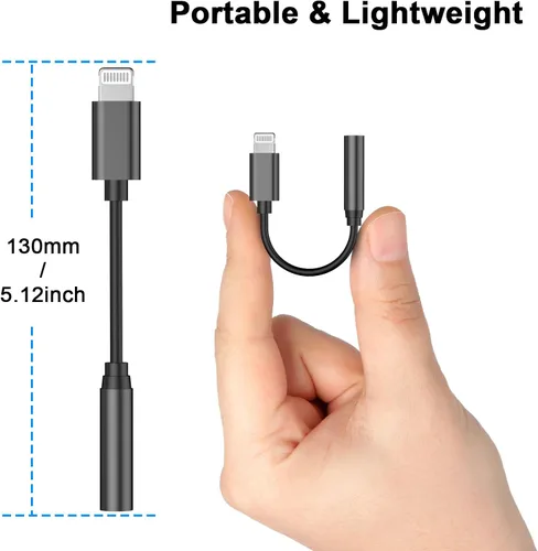 Vista 2 de [Certificado MFi de Apple] Paquete de 2 Adaptador de Conector de Auriculares iPhone 3.5mm, Adaptador de Lightning a Conector de Auriculares 3.5mm