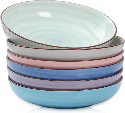 Vista 13 de Selamica Tazones de cerámica para pasta de 7.8 pulgadas, cuencos grandes de porcelana de 26 onzas, aptos para lavavajillas y microondas, juego de 6