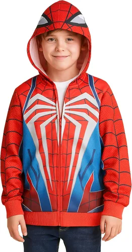 Vista 8 de Marvel Spider-Man 2 Miles Morales Venom - Sudadera con capucha y cremallera completa para niños grandes (talla: 8-20)
