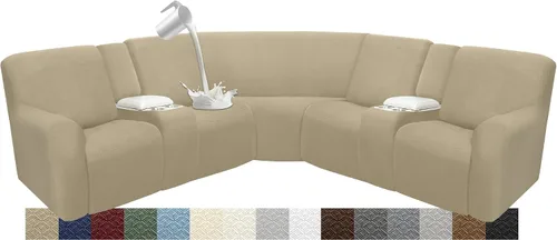 Vista 37 de Fundas impermeables de sofá reclinable modular para sofás reclinables, lavable en forma de L, para perros, fundas elásticas para sofá reclinable