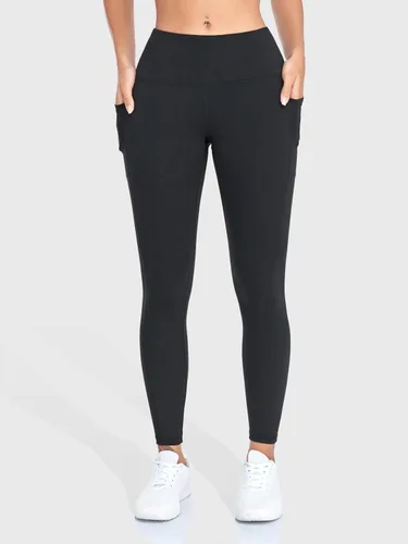 Vista 2 de IBL Leggings suaves para mujer con bolsillos de 27 pulgadas, pantalones de compresión de cintura alta para entrenamiento y yoga