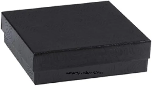 Vista 2 de R J Displays - Paquete de 12 cajas de regalo de cartón negro mate de algodón para el día de San Valentín, 3 x 3 x 1 pulgada