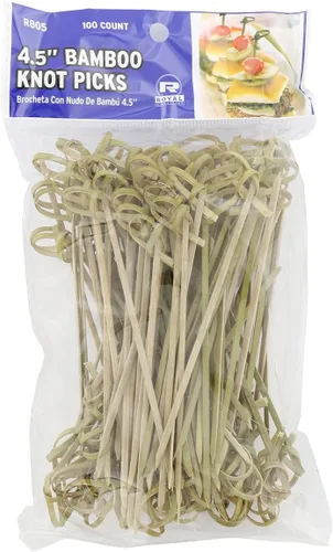 Vista 5 de Royal Juego de 100 púas de cóctel y hors' D'oeuvre de Bamboo Knot de 4.5 pulgadas